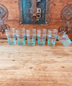Traditional Beldi Glass | Aquamarine | Moroccan Espresso Glass | Set of 6 | Handmade