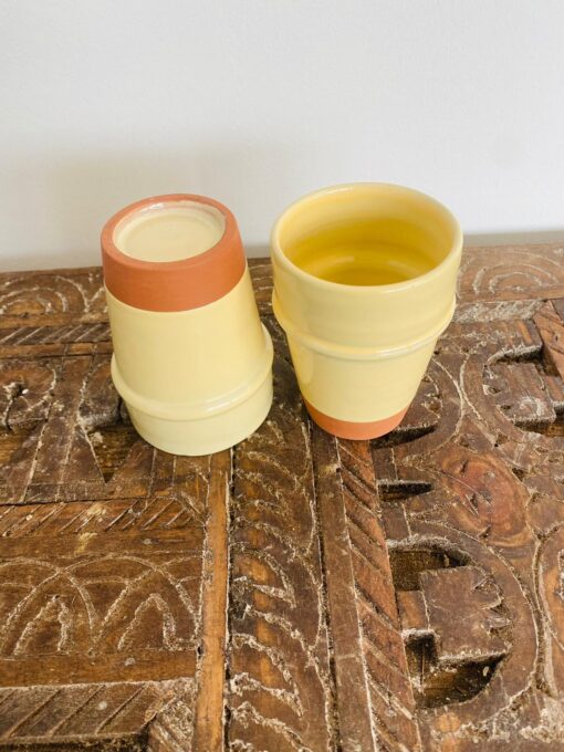 Yellow |M| Handmade Modern Beldi Mug | Terracotta | Moroccan Coffee Mug | Set of 2