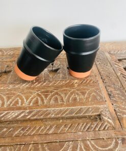 Black |S| Handmade Modern Beldi Mug | Terracotta | Moroccan Espresso Mug | Set of 2