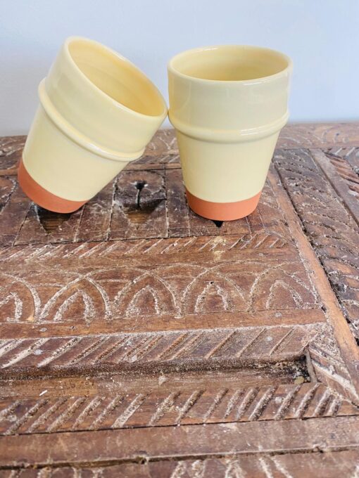 Yellow |M| Handmade Modern Beldi Mug | Terracotta | Moroccan Coffee Mug | Set of 2