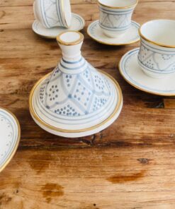 Traditional Tea Set | Handmade Asfi Light Blue | Moroccan Pottery | Beldi | Moroccan Garden