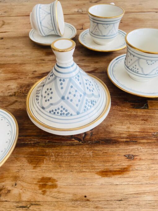 Traditional Tea Set | Handmade Asfi Light Blue | Moroccan Pottery | Beldi | Moroccan Garden