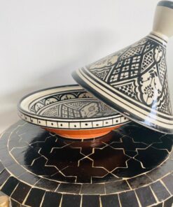Beldi Tajine | Handmade Asfi Tajine | Black White | Moroccan Pottery