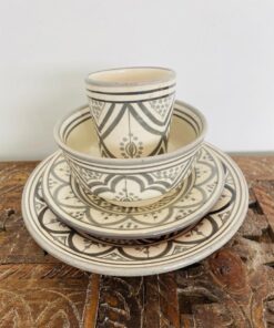 Traditional soup bowl set |Handmade Asfi Black| Moroccan Pottery