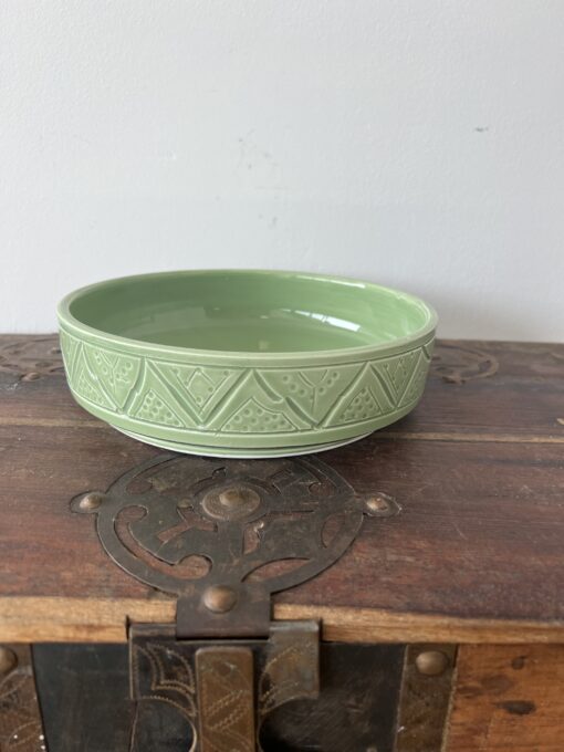 Green Ceramic bowl | Salad Bowl Engraved | Moroccan Garden ø 21