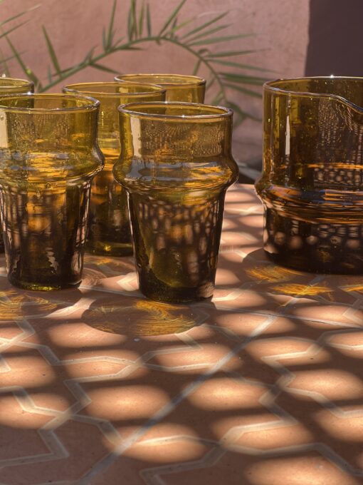 Traditional Beldi Glass | Brown | Moroccan Juice Glass | Set of 6 | Handmade XL