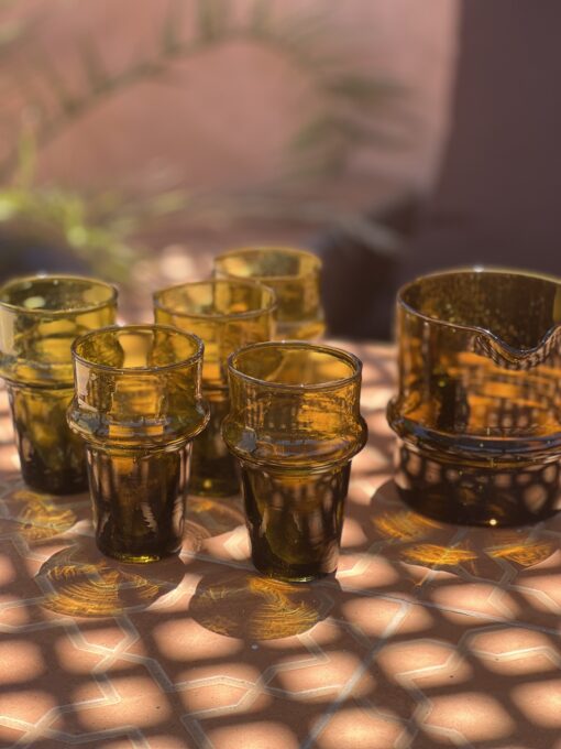 Traditional Beldi Glass | Brown | Moroccan Juice Glass | Set of 6 | Handmade XL