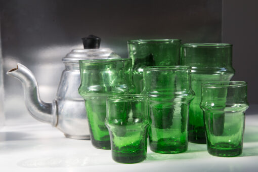 Traditional Beldi Glass | Green | Moroccan Recycled Glass | Set of 6 | M