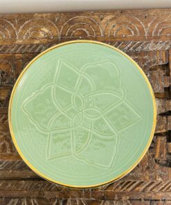 Traditional Plate Beldi | Green Traditional | Plate Beldi Gold | Set of 2