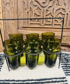 Traditional Beldi Glass | Olive | Moroccan Handmade Glass | Set of 6 | L