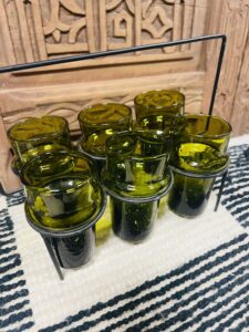 Traditional Beldi Glass | Olive | Moroccan Handmade Glass | Set of 6 | L