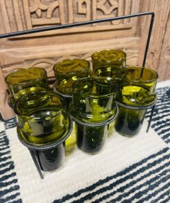 Traditional Beldi Glass | Olive | Moroccan Handmade Glass | Set of 6 | L