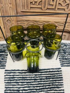 Traditional Beldi Glass | Olive | Moroccan Recycled Glass | Set of 6 | M