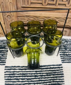 Traditional Beldi Glass | Olive | Moroccan Recycled Glass | Set of 6 | M