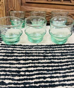 Traditional Beldi Glass | Azur | Moroccan Recycled Espresso Glass | Set of 6